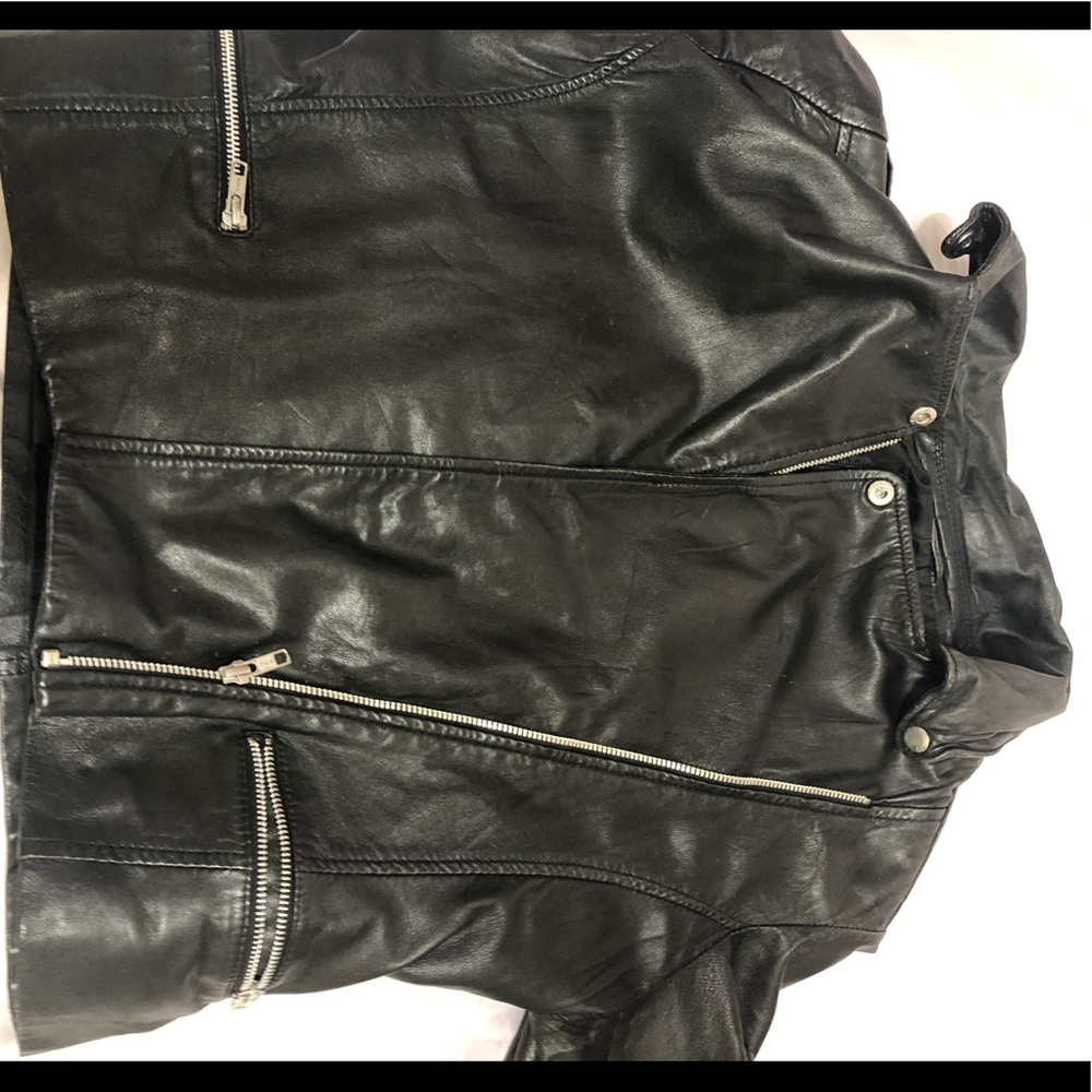 Barney’s Black leather jacket
